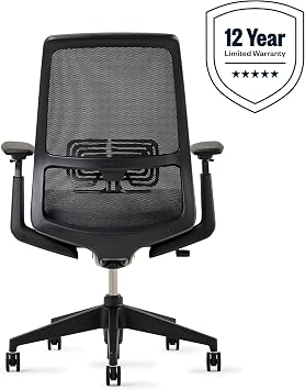 Haworth Soji Office Chair with Ergonomic Adjustments and Lumbar Support, Adjustable Desk Computer Chair with Flexible Mesh Back for Home Office Furniture, Charcoal