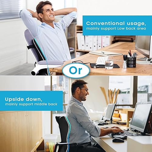 Miniatura 5 de Almohada de apoyo lumbar para silla de oficina, almohada de apoyo de respaldo para silla, automóvil, sillón reclinable, almohada lumbar de espuma