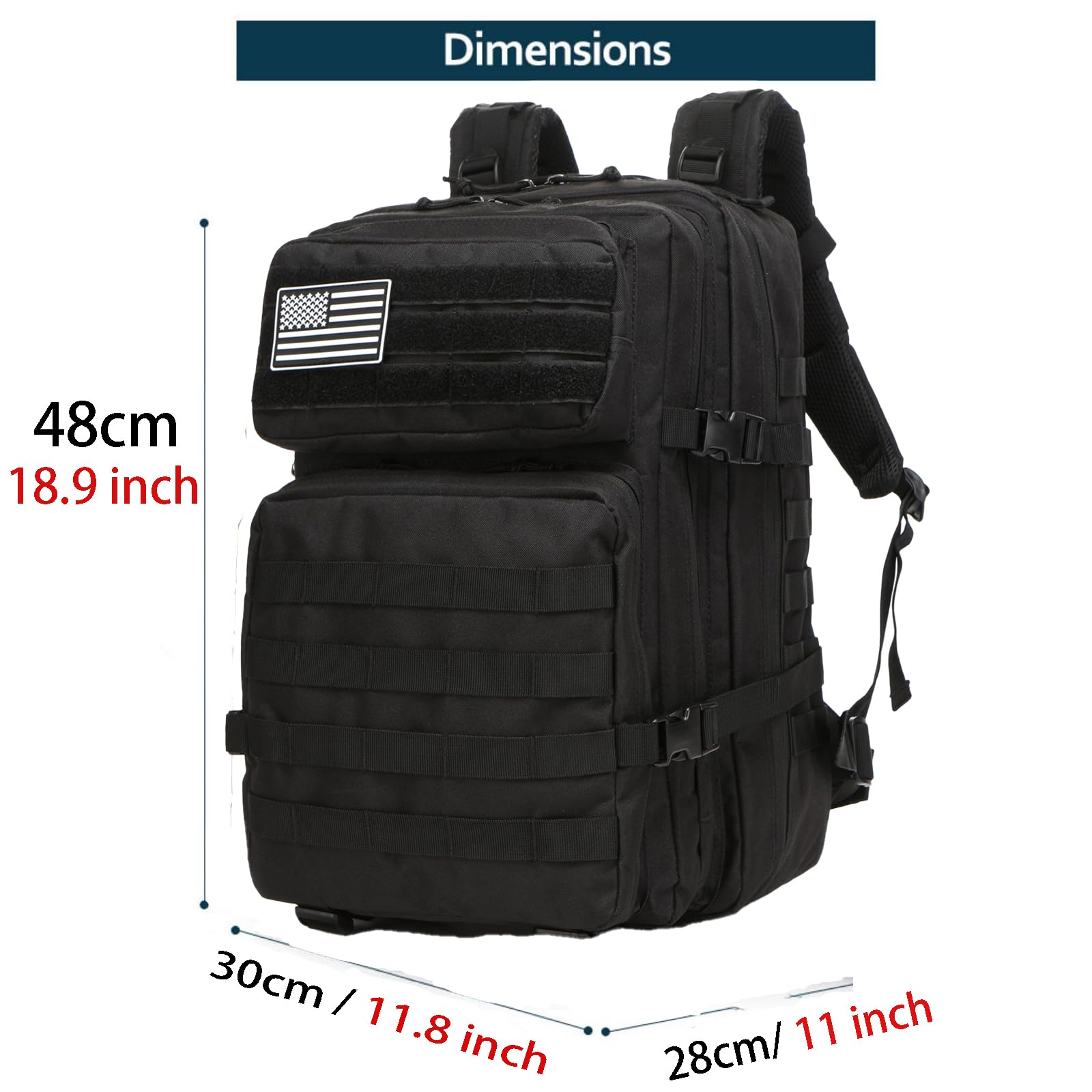 Mochila De Pesca De 50 Litros Impermeable De Nailon Duradera,Mochila Deportiva Táctica Militar Al Aire Libre Mochilas De Senderismo Casual (Negro)