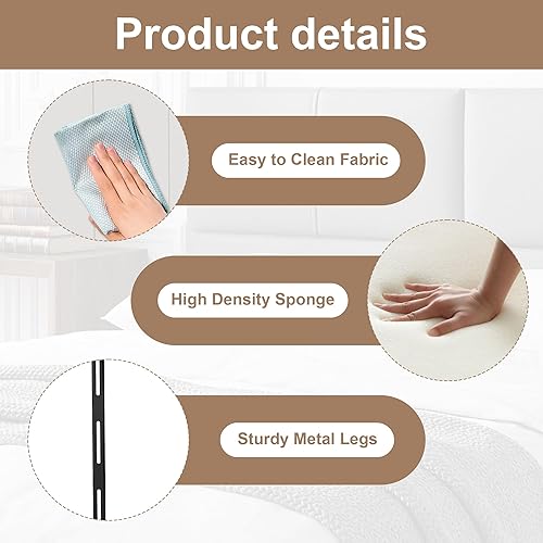 Vista 5 de Yongchuang - Cabecero blanco tamaño King, tapizado en piel sintética, cabeceros para cama King, cabecero de cama King con altura ajustable, paneles