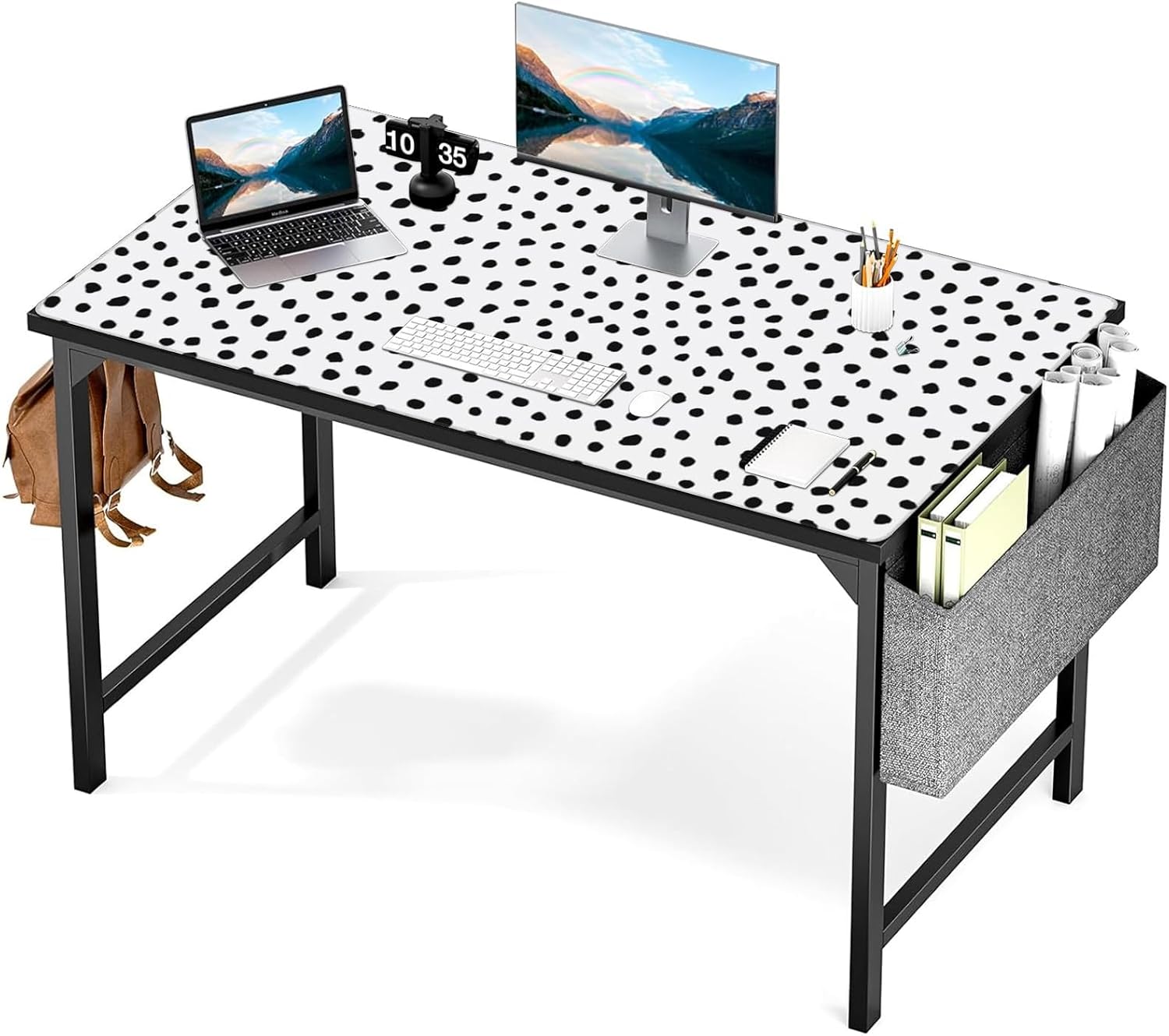 AQQA 3XL Boho Desk Mat- Polka Dot Extra Large Gaming Mouse Pad - XXXL Mousepad Long Laptop Keyboard Mouse Mat 48''X24'' Non-Slip Rubber Base with Stitched Edges