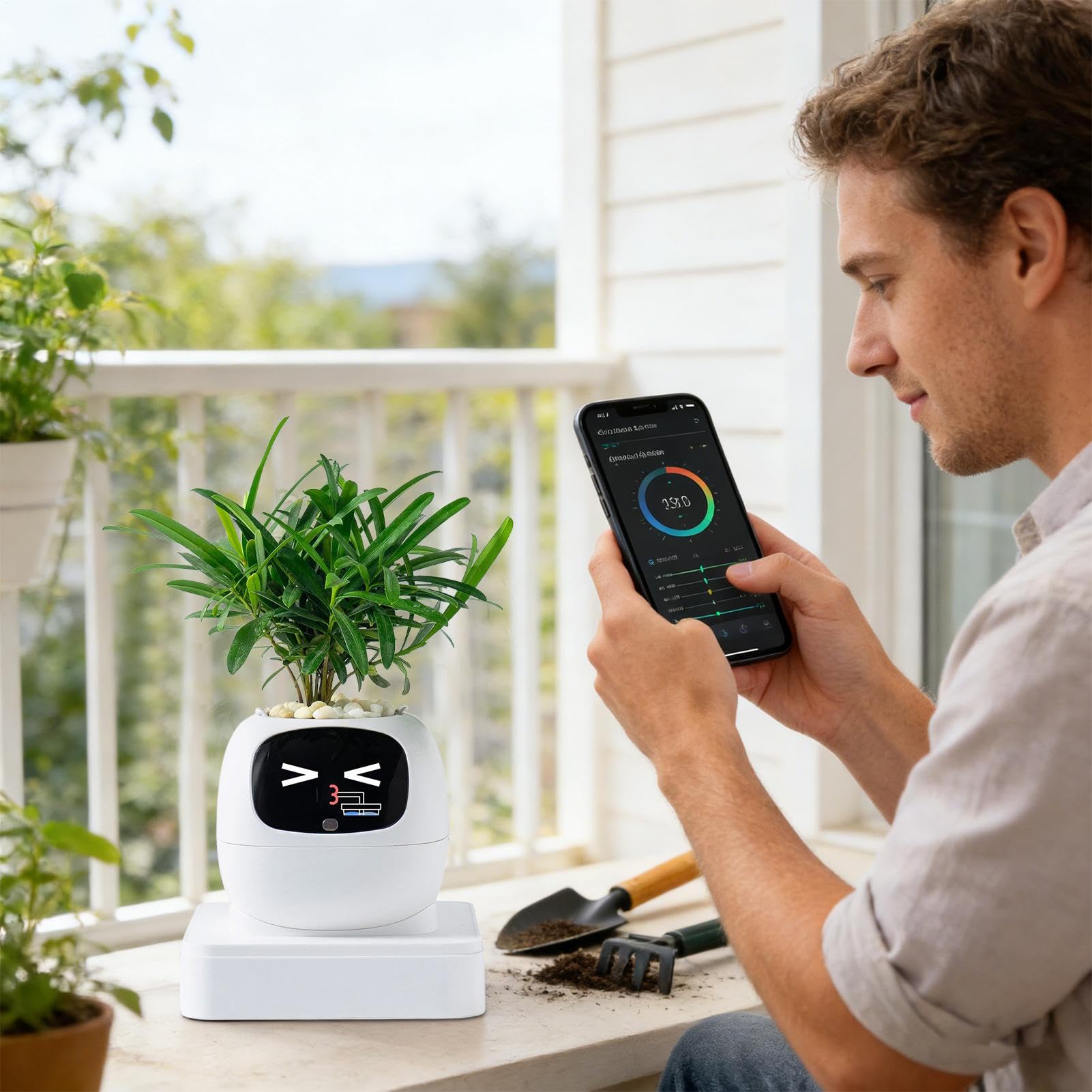 Smart Plant Pot - Fioriera per animali domestici con espressioni multiple, vaso da fiori per cactus da interno con funzione di irrigazione intelligente, ideale per casa, appartamento
