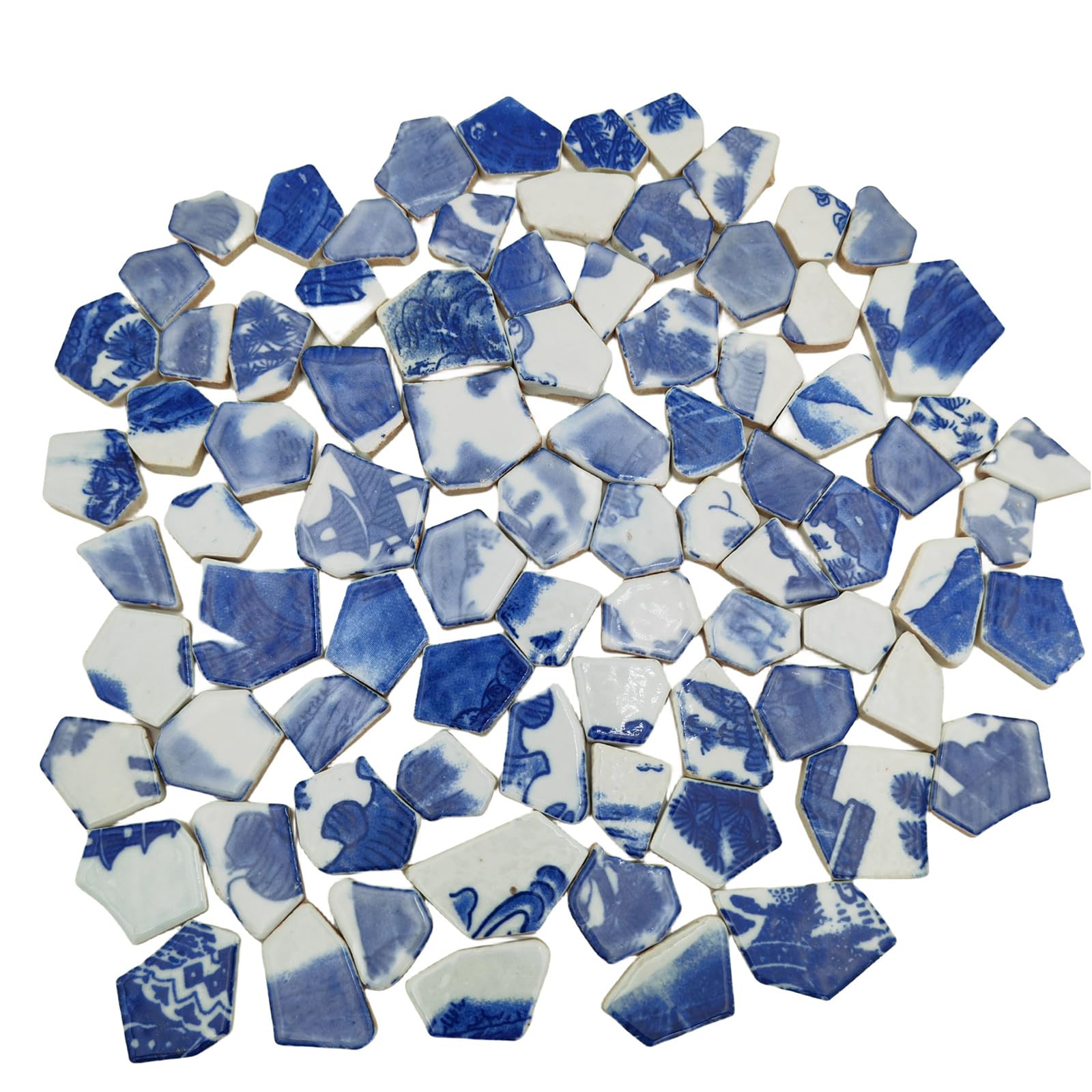 500g Porcelain Ceramic Mosaic Tiles,Broken Irregular Mosaic Tiles for DIY Craft Floor,Kitchen,Pool, Flower Pots Mosaic Making Supplies (Porcelain 12) โ image 1