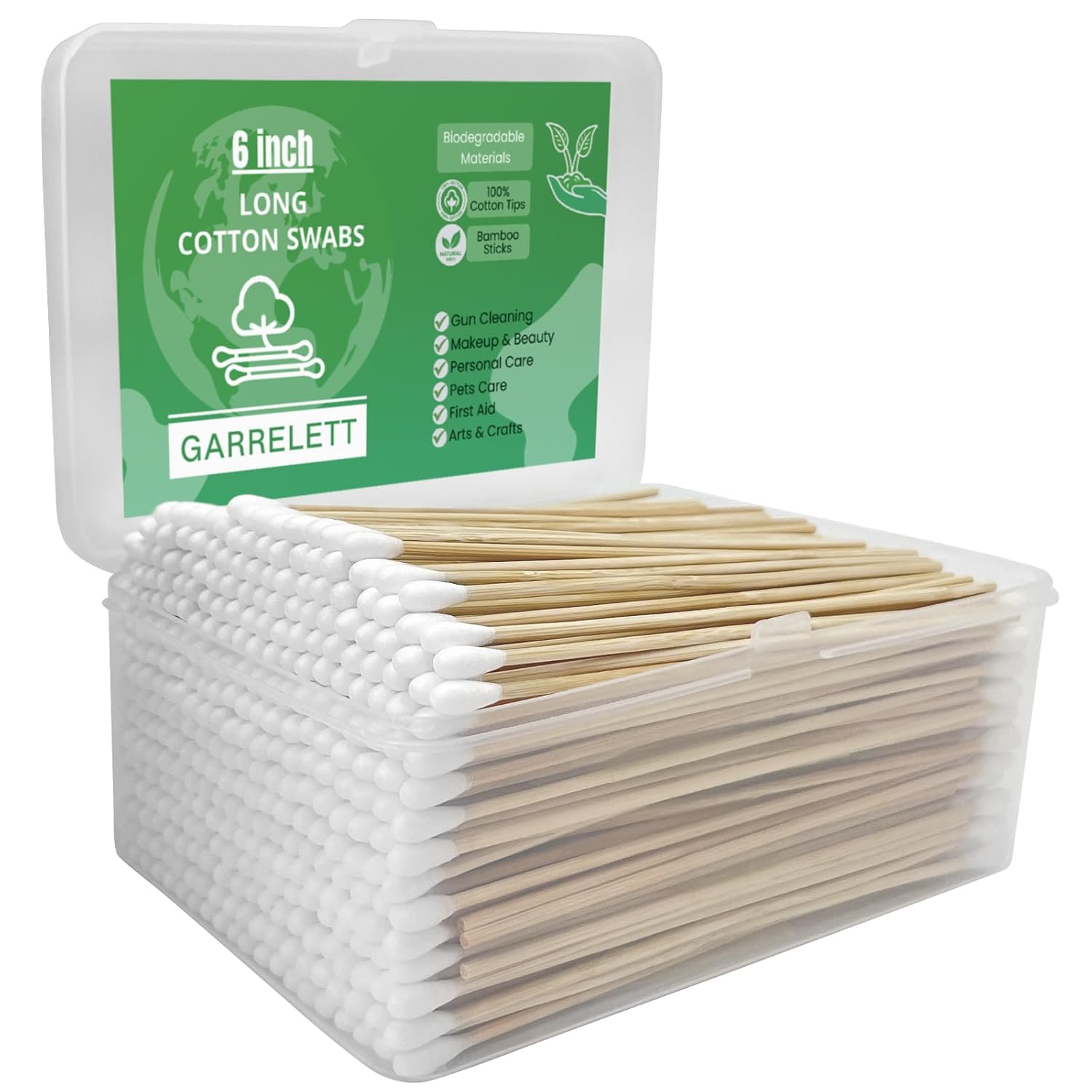 500 PCS Long Cotton Swabs with Wooden Handle - 6 Lint-Free Cotton Tip Applicators for Electronics Cleaning Gun