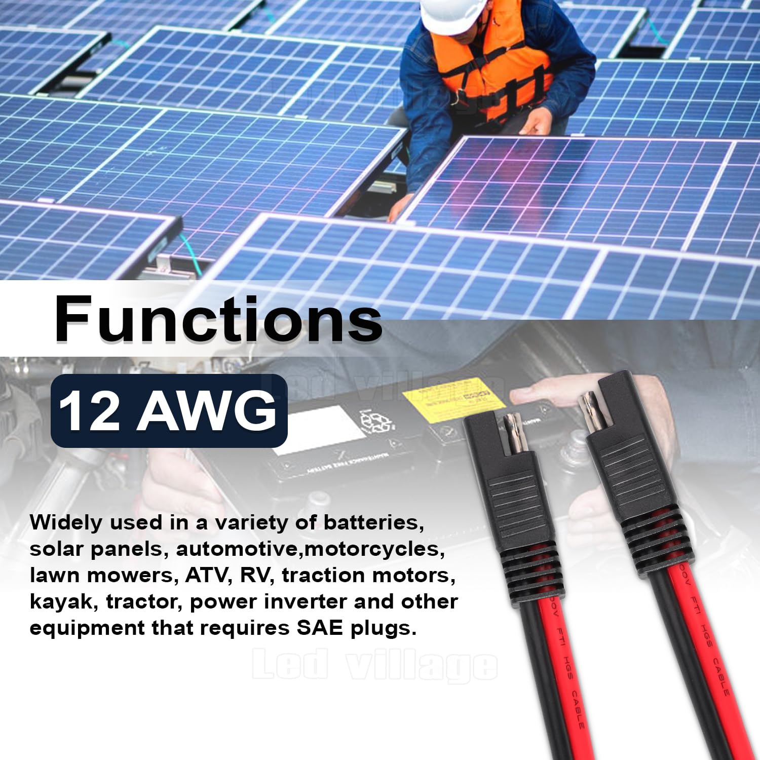 CLISPEED 5 Stück SAE-Verlängerungskabel 14 AWG – Photovoltaik-Stecker, 12 V, Schnellverbindung, Für Batterien, Solarpanels, Traktor & DIY-Projekte – Verzinntes Kupfer