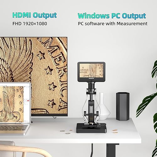 Miniatura 6 de Andonstar AD266S 20X-5000X Microscopio digital HDMI, 5 lentes 2160P UHD grabación de video, microscopio LCD de 7 pulgadas para adultos y niños, kit