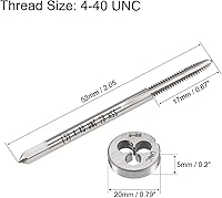 Vista 2 de uxcell 4-40 UNC Tap and Die Set, HSS Macho de rosca de máquina con Troquel de rosca redondo, mano derecha