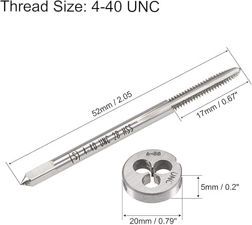 Miniatura 2 de uxcell 4-40 UNC Tap and Die Set, HSS Macho de rosca de máquina con Troquel de rosca redondo, mano derecha