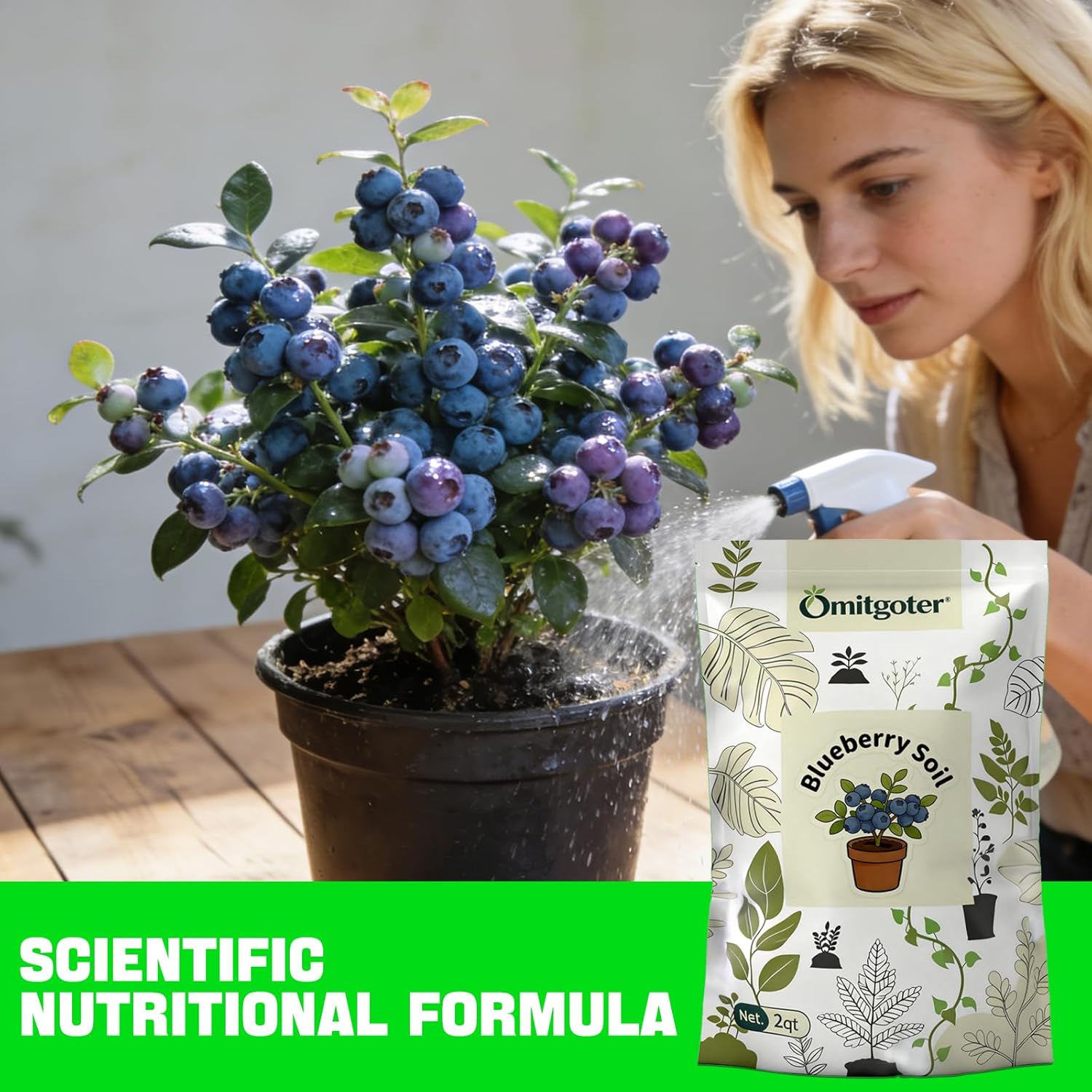 Blueberry Soil Mix 10qt- 100% Natural Organic Potting Soil for Blueberry Trees, Superior Drainage & Aeration, Ideal for Indoor & Outdoor Blueberry Plants