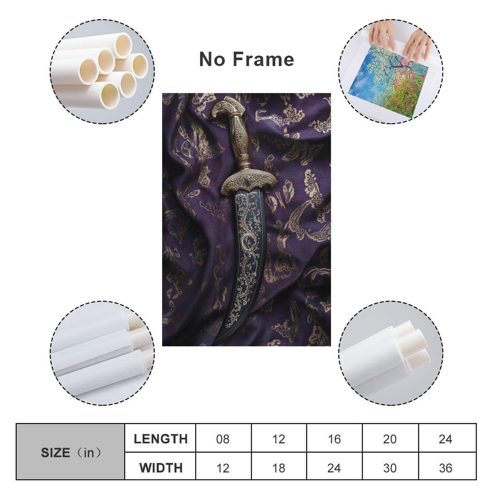WJWART Sikh Kirpan - Póster en lienzo para decoración de dormitorio, oficina, habitación, regalo, 60 x 90 cm