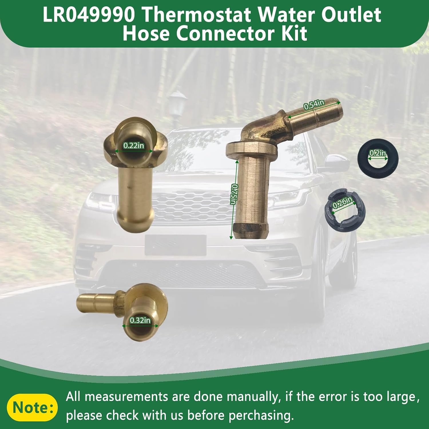 LR049990 Thermostat Water Outlet Hose Connector Kit for Jaguar XF XJ XK 3.0 V6 5.0 V8 & Land Rover Range Rover Sport Discovery Velar Replaces LR048474 C2Z28258