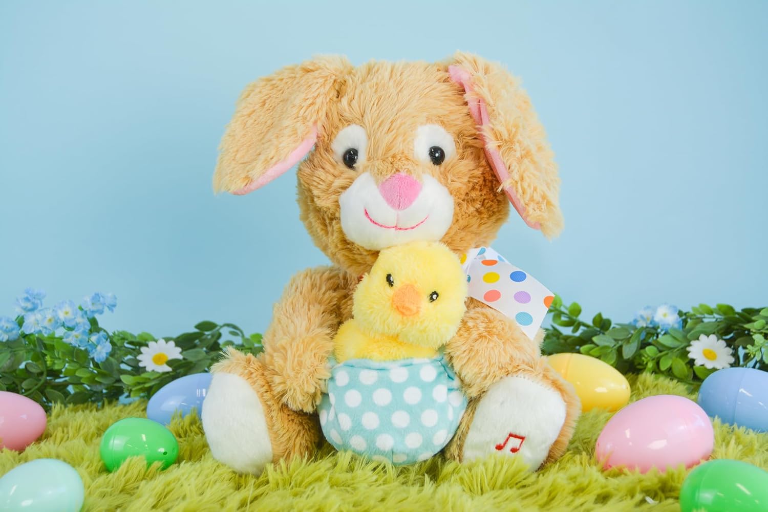 Cuddle Barn - Animated Plush Easter Bunny & Chick Interactive Stuffed Animal Toys, Bundle of 2