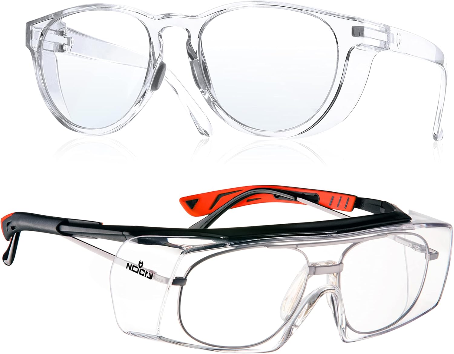 NoCry Stylish Safety Glasses; Side Shields; Blue Light Eye Protection Goggles; Clear Lens