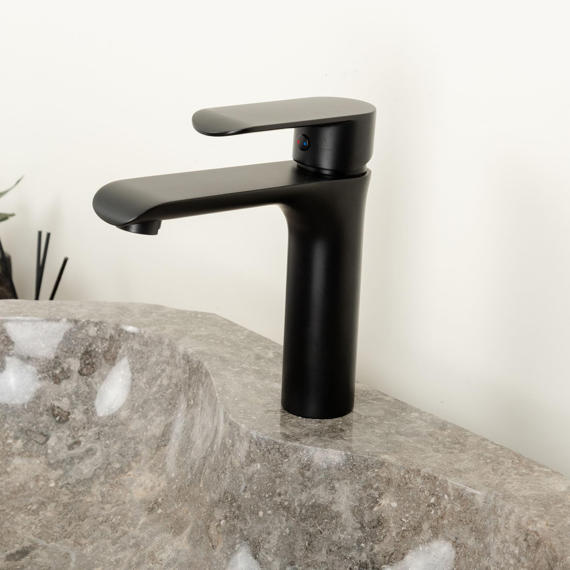 Marmor Aufsatz Waschbecken Erosi 60 cm Hahnloch grau Naturstein Bad Wohnfreuden