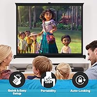 Vista 4 de Pyle 50" Inch Portable Projector Screen - Portable Floor Standing, Manual Retractable Pull-Out Style, Mobile Movie Screen, Home Theater Cinema