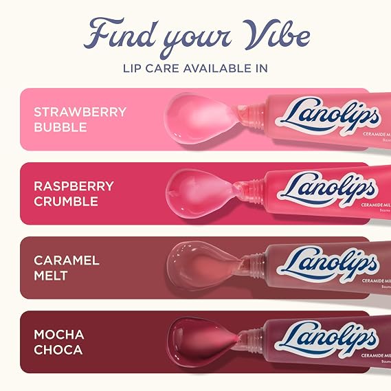 Lanolips Tinted Lip Balm - Ceramide Milkshake Hydrating Lip Moisturizer with Lanolin & Murumuru Butter - Sheer Creamy Tinted Glossy Balm - Natural & Cruelty-Free - Caramel Melt (0.44 oz)
