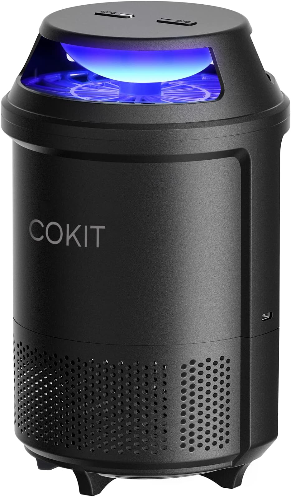 Indoor Insect Trap, Bugs Trap Catcher & Killer for Mosquitos, Fruit Flies, Gnats, Moths, Catch Flying Insect with Bug Light, Suction & Sticky Glue, Non-Zapper Traps for Home Glossy Black