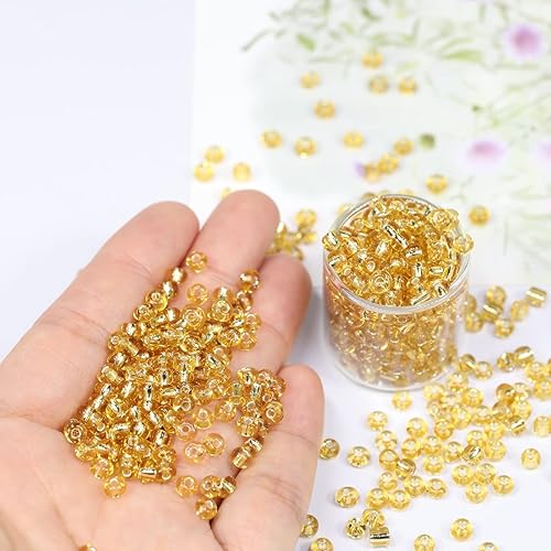 Miniatura 3 de Bala&Fillic Cuentas de semillas de color dorado transparente de 0.157 pulgadas (0.157 in), aproximadamente 1200 piezas3.53 oz en bolsa, cuentas de
