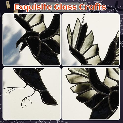 Miniatura 6 de Soaoo 2 adornos colgantes de vitrales para ventana, decoración de atrapasoles, adornos colgantes de Halloween, accesorios para ventana, hogar,