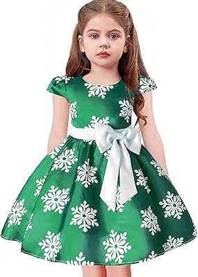 Girls Dresses for Christmas with Snowflake Girls Dress for Party Princess Aged 3-10 Years Holiday Clothing