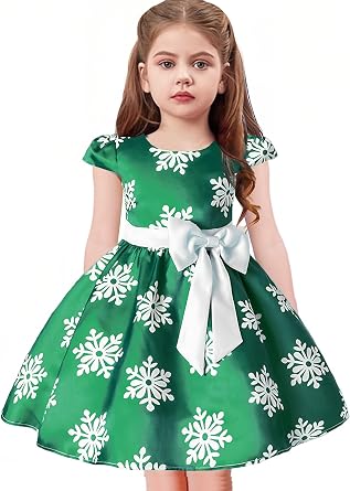 Girls Dresses for Christmas with Snowflake Girls Dress for Party Princess | Girls Christmas Snowflake Princess Party Dress for Girls Aged 3-10 Year Old