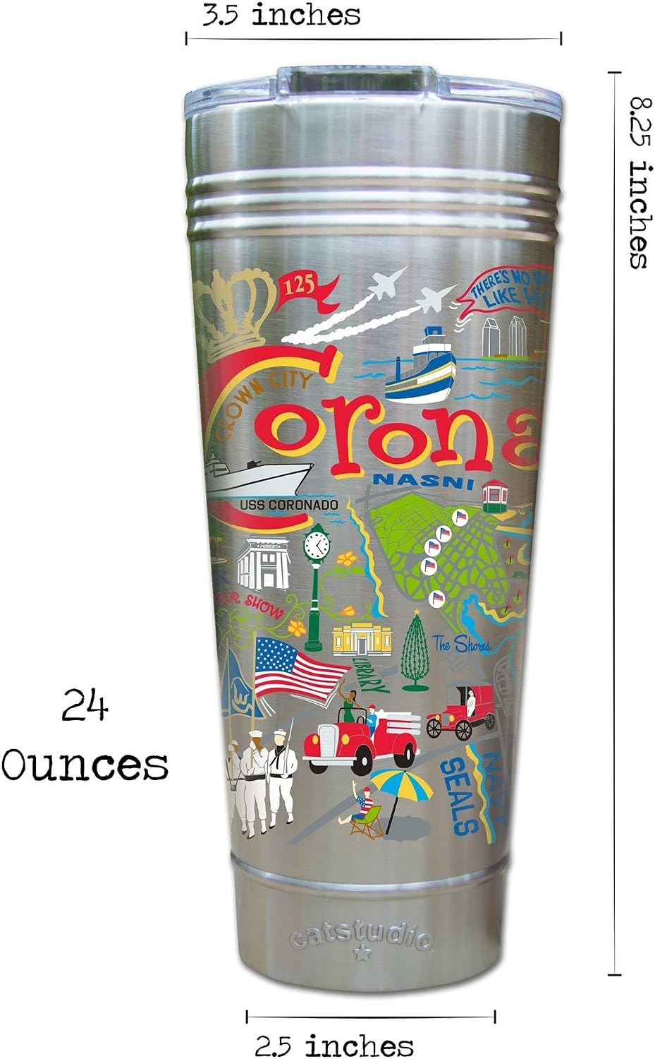 catstudio Coronado Thermal Tumbler | Triple Wall Insulation With Non Slip Bottom | Great Travel Cup for Water, Coffee, Tea, or Smoothies