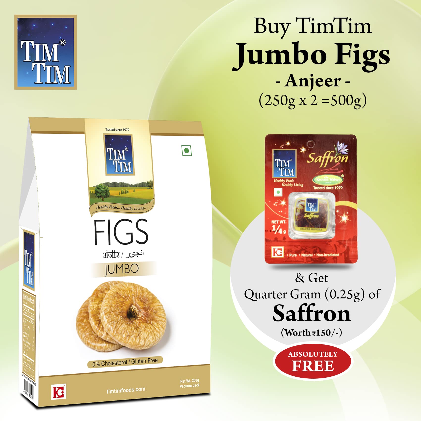 Tim Tim Figs (Anjeer) 500g (250g x 2) & Get Quarter Gram Saffron Free worth Rs 150/- (B09NM1ZPQ5) Amazon Price History, Amazon Price Tracker