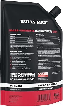 Bully Max 3-in-1 Liquid Dog Muscle Builder for Puppy and Adult Dogs - Dog Vitamins & Supplements for Performance, Energy, Recovery, Immune Support, Skin, Coat Health - Canine Supplement for All Breeds