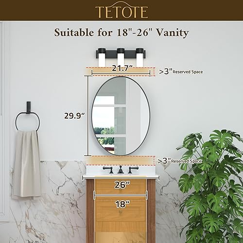 Miniatura 2 de TETOTE Espejo ovalado negro para baño, 22 x 30 pulgadas, espejo ovalado con marco negro mate para tocador, modernos espejos decorativos