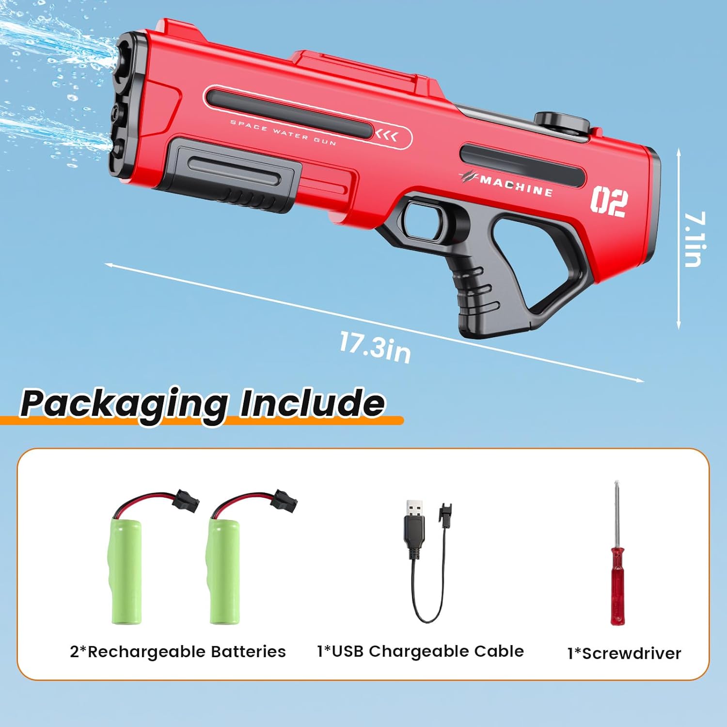 Electric Water Gun,Water Gun with Auto Reload & 3 Modes,Powerful Squirt Gun Blaster Long Range Up to 32 FT,Outdoor Yard Party Water Shooting Game Toy,Ideal Summer Watergun Gift for Kids & Adults.