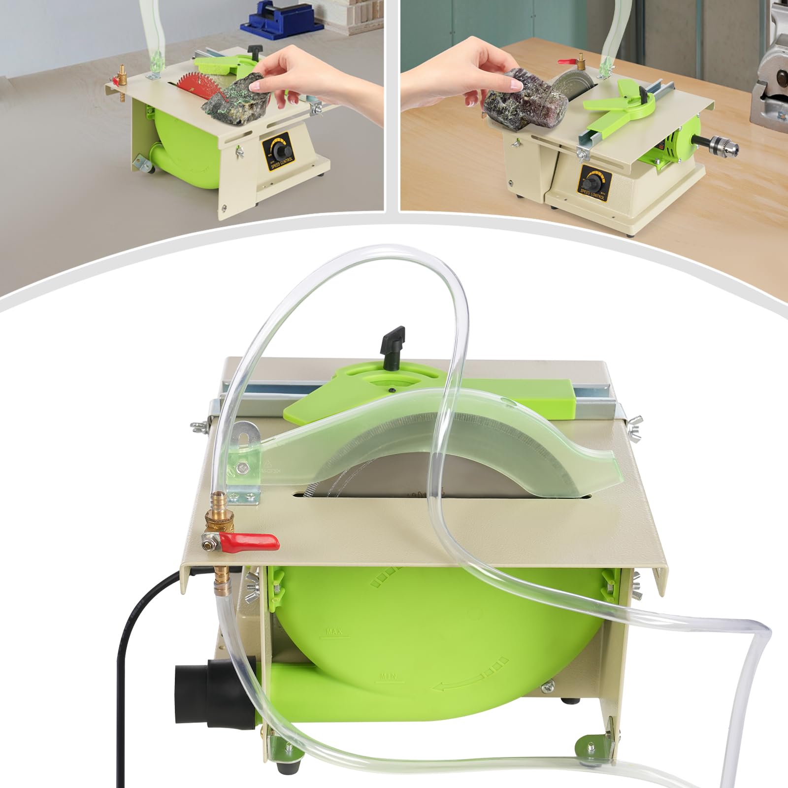 Mini Multi-Function Table Saw – 100W, 7-Speed Control, 0–90° Angle, Cuts Wood/PCB/Acrylic/Plastic (7.48 X 8.66 X 2.17 In)