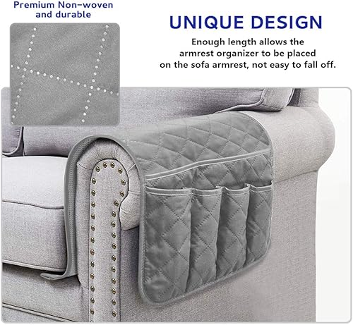 Miniatura 2 de Organizador de reposabrazos para sofá, sillón antideslizante, organizador de mesita de noche, organizador para sillón reclinable, soporte remoto con