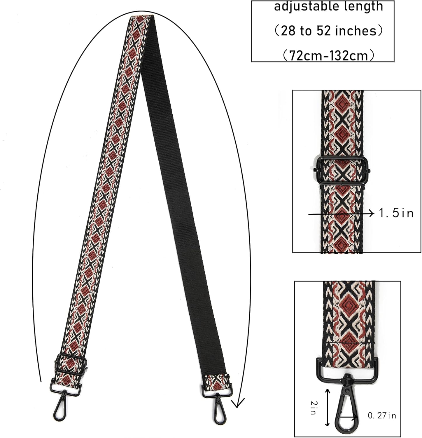 Crossbody Straps for Purses Silver Hardware Purse Strap Wide Shoulder Strap - Image 2