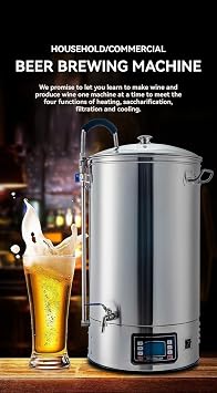 Apartment-Friendly Homebrew Kit - 40L Electric Brew Kettle with Turbo Cooling & 7-Stage Temp Control | 10.5 Gallon Capacity, Hop Addition Alerts, Crystal Clear Filter(30L,220V)