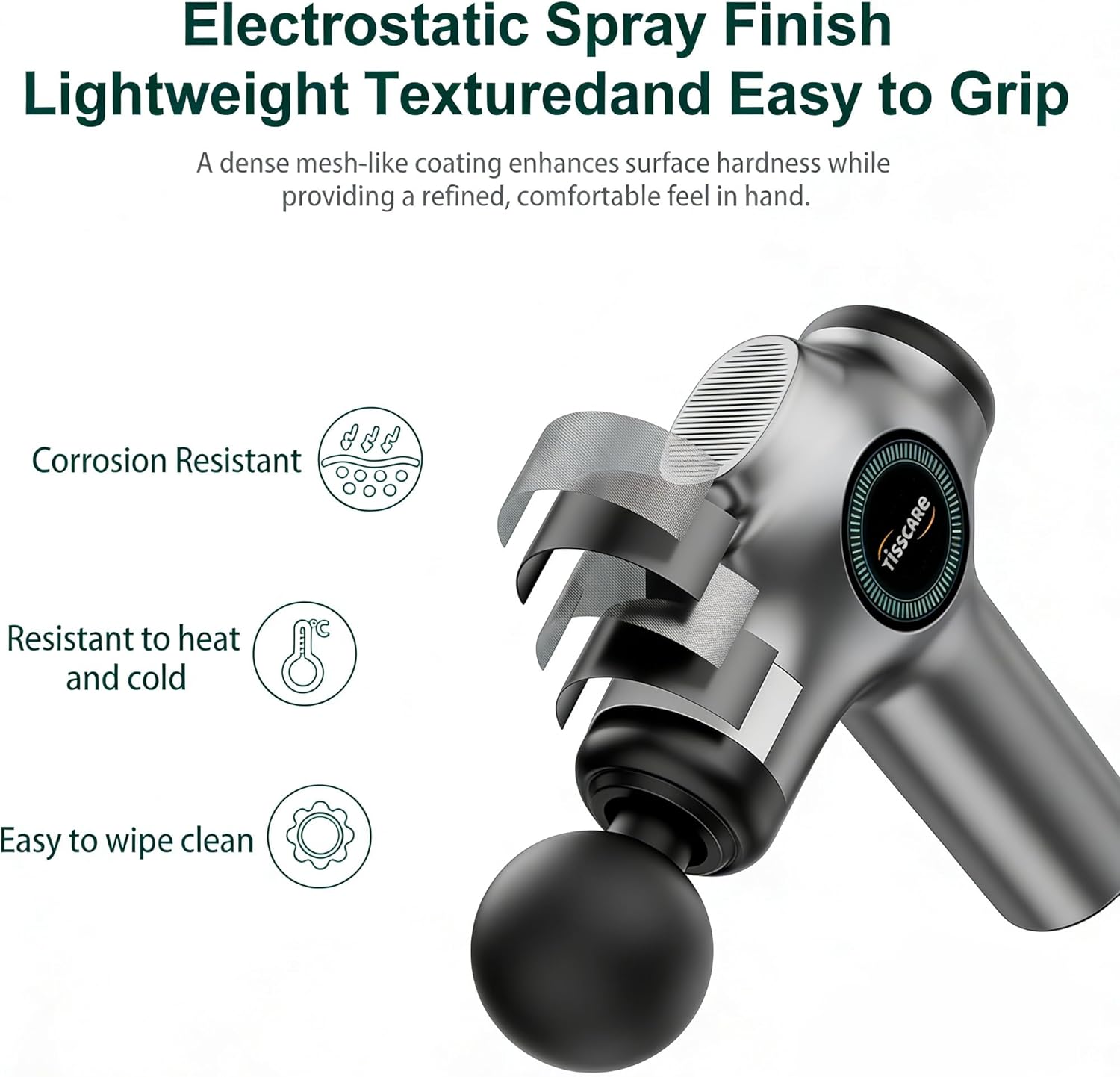 TISSCARE Percussion Massage Gun – 6 Speeds, 4 Attachments for Full Body Pain Relief, Muscle Recovery & Relaxation – Ideal for Back, Neck, Shoulders, Legs & Feet - Image 8