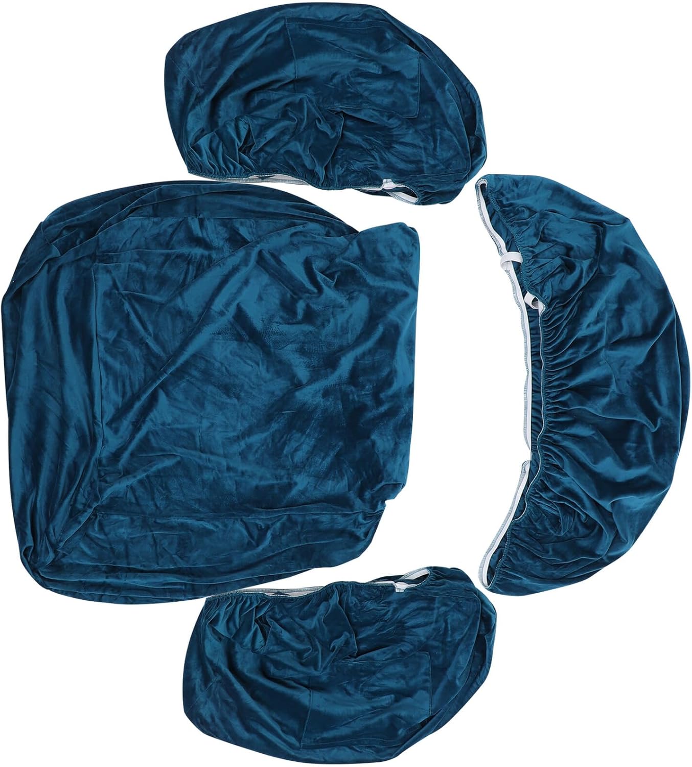 Recliner Slipcover Chair Cover Furniture Protector Set, Stretch Thick Plush Velvet Fabric, Dark Blue Elastic Full Wrap for Home Recliner Sofa, 4pcs Ultra Soft Protective Cover