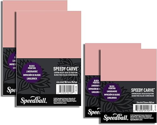 Speedball Speedy-Carve - Paquete variado de bloques de tallado, incluye 4 piezas, 3 x 4 pulgadas (2), 4 x 6 pulgadas (2), para impresión de bloques