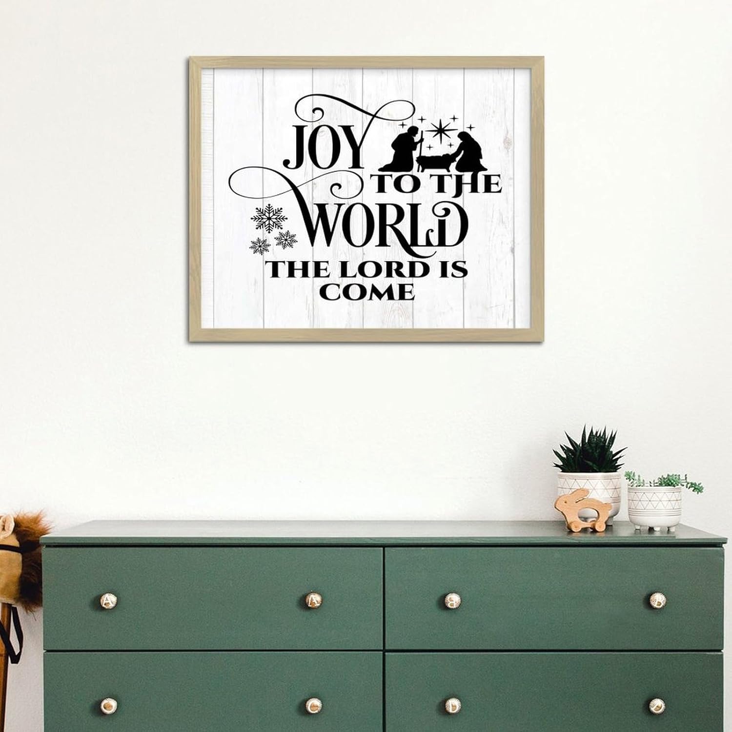 Joy to The World The Lord Is Come Framed Wall Art Sign Personalized Nursery Gallery Wall Decor Wood Plaque Country O Holy Night Wood Framed Printed Sign for Living Room Dinning Room 16x20in