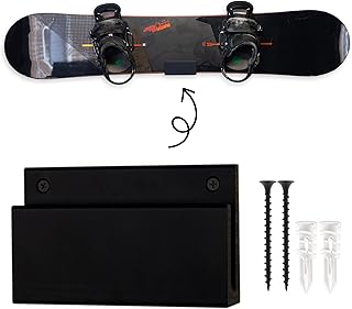 Snowboard Display Rack - Wall Mount Storage | Fits Virtually All Snowboards | Hardware Included | Made in USA (Black)
