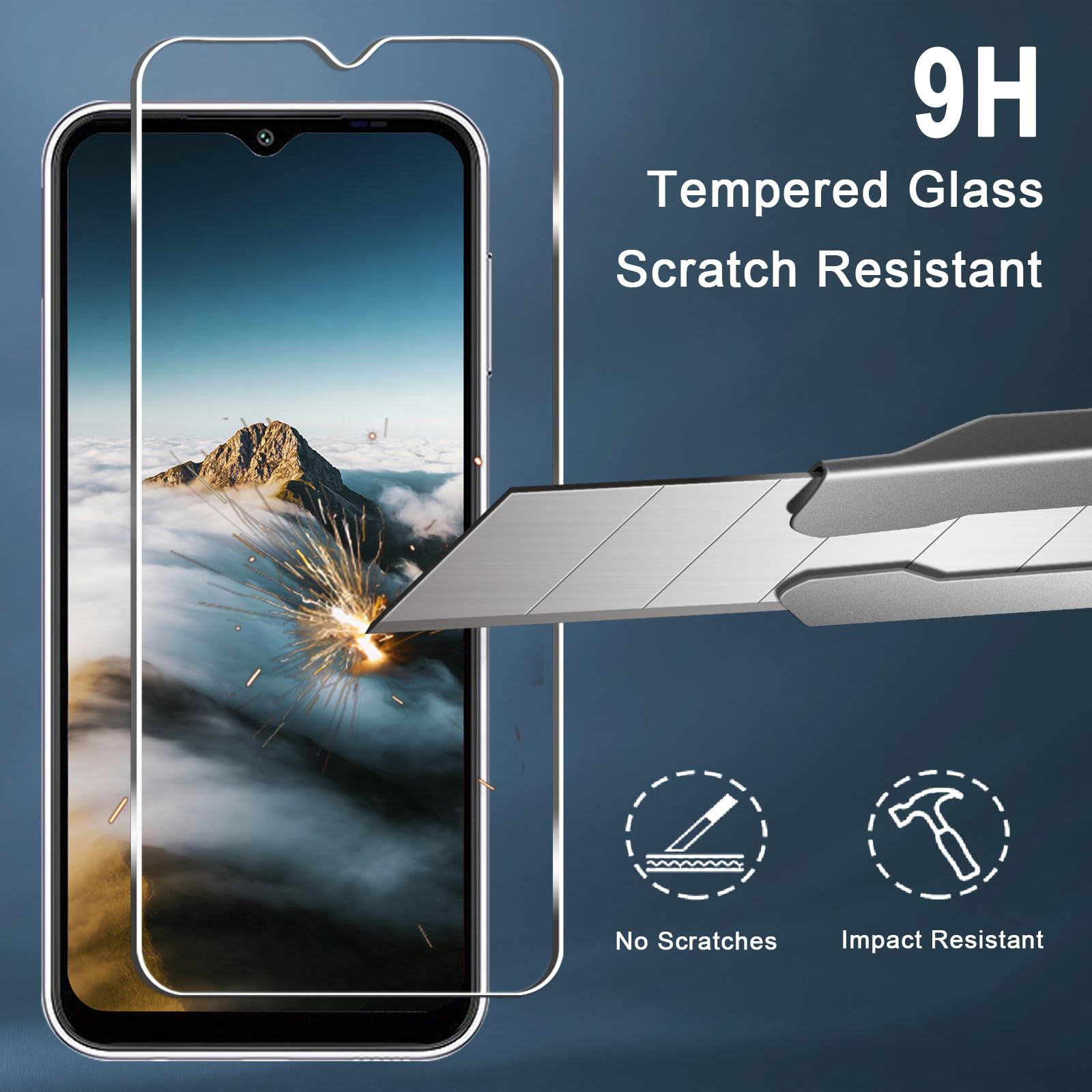 [3+3] Protector de pantalla para Samsung Galaxy A14 5G, 3 unidades de vidrio templado y 3 protectores de lente de cámara, dureza 9H, transparente HD, compatible con fundas