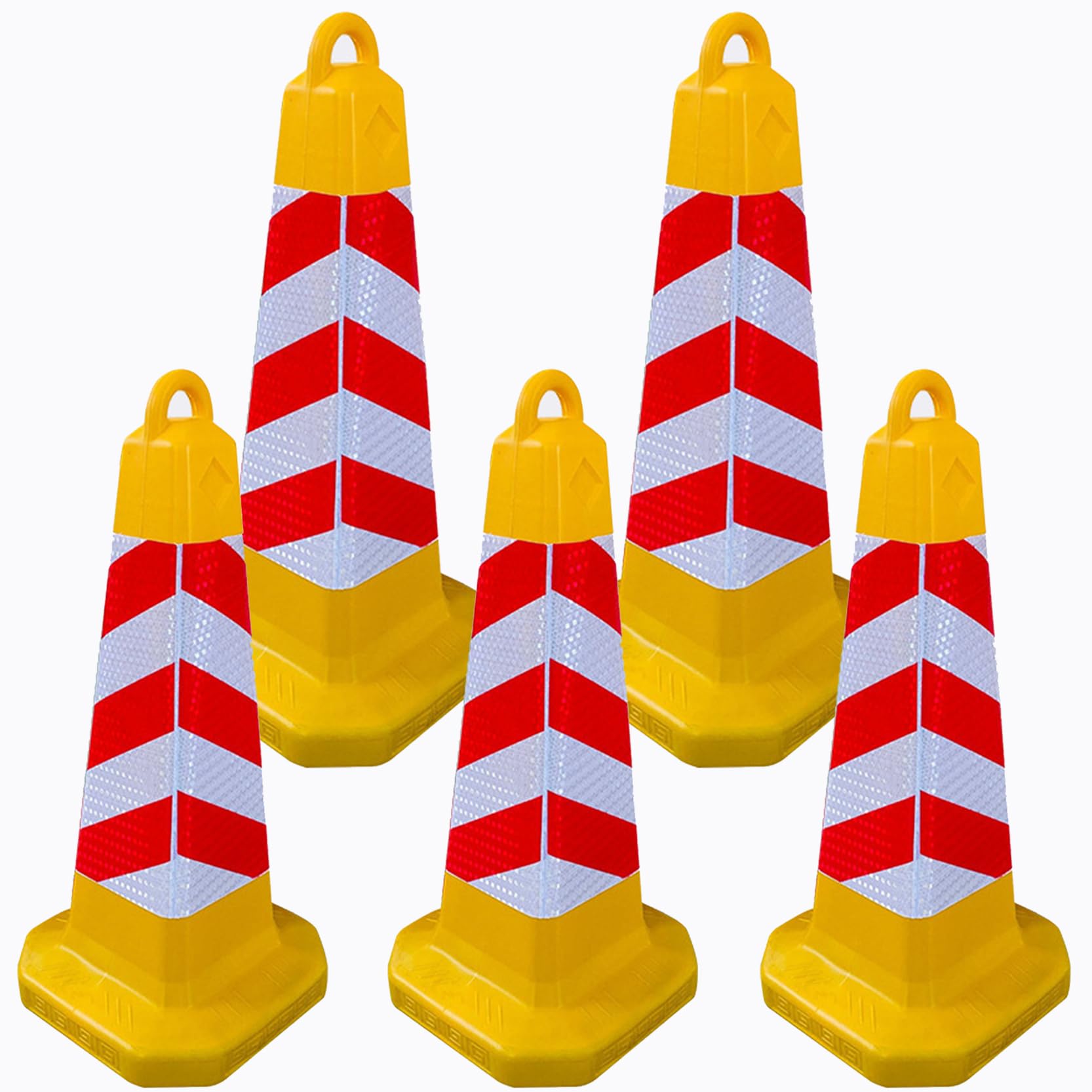 Cônes de Signalisation en PVC,Cônes de Sécurité pour La Construction,Cônes de Stationnement Routiers,Cônes de Signalisation Résistants à l'usure (Size:63x28x28cm,Color:5B)