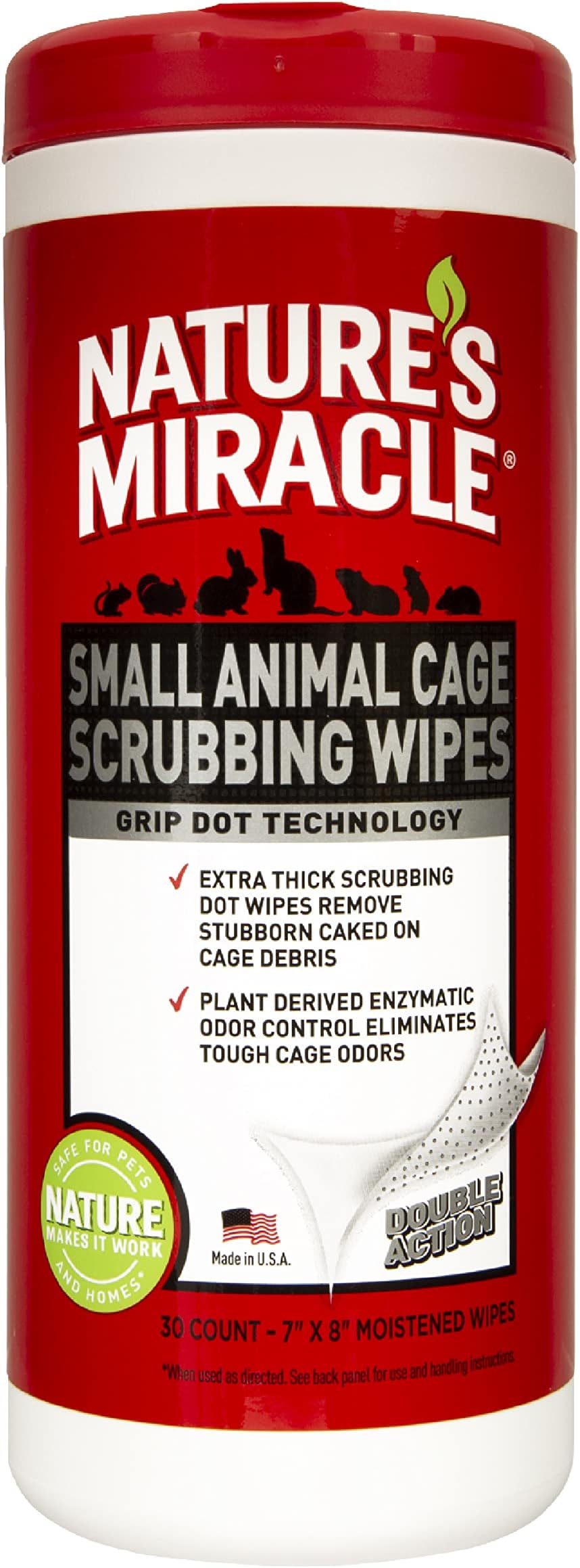 Small Animal Cage Scrubbing Wipes, Extra Thick, 30 Count (Pack of 1)