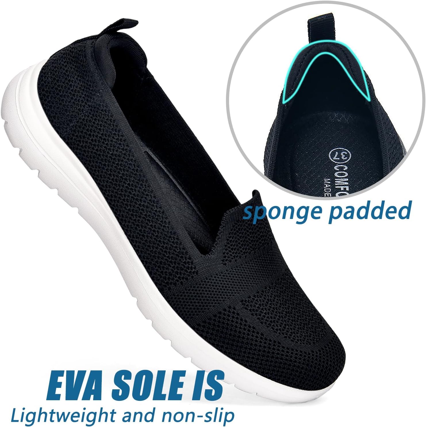 Buyrew Loafers for Women Comfort Slip On Walking Shoes Knit Dressy Comfortable Business Casual Work Flats - Image 6