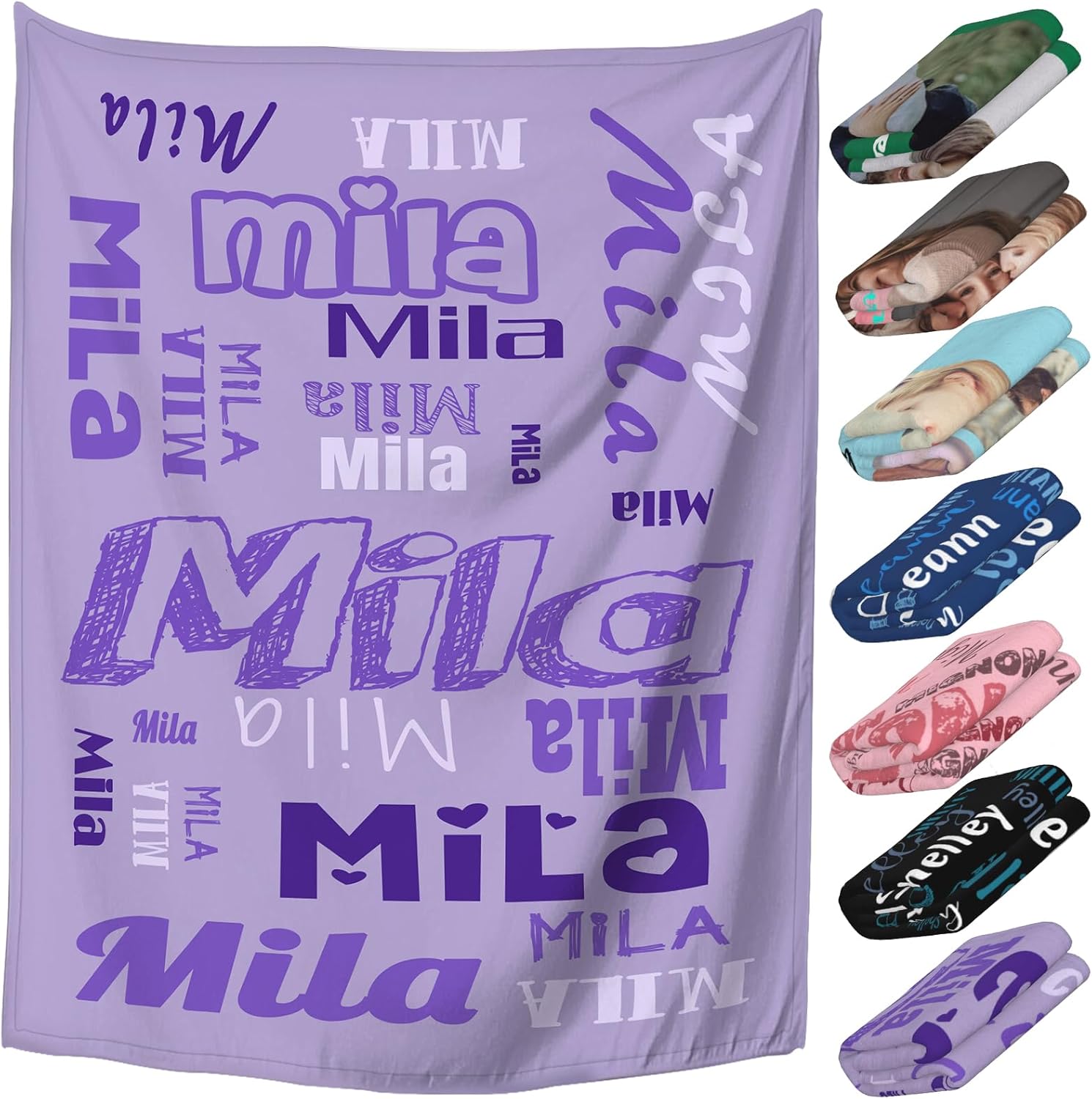 Personalized Blanket with Photo Text Custom Name Throw Blanket Baby Kids Adult Customized Blankets Gifts for Baby Shower Christmas Birthday