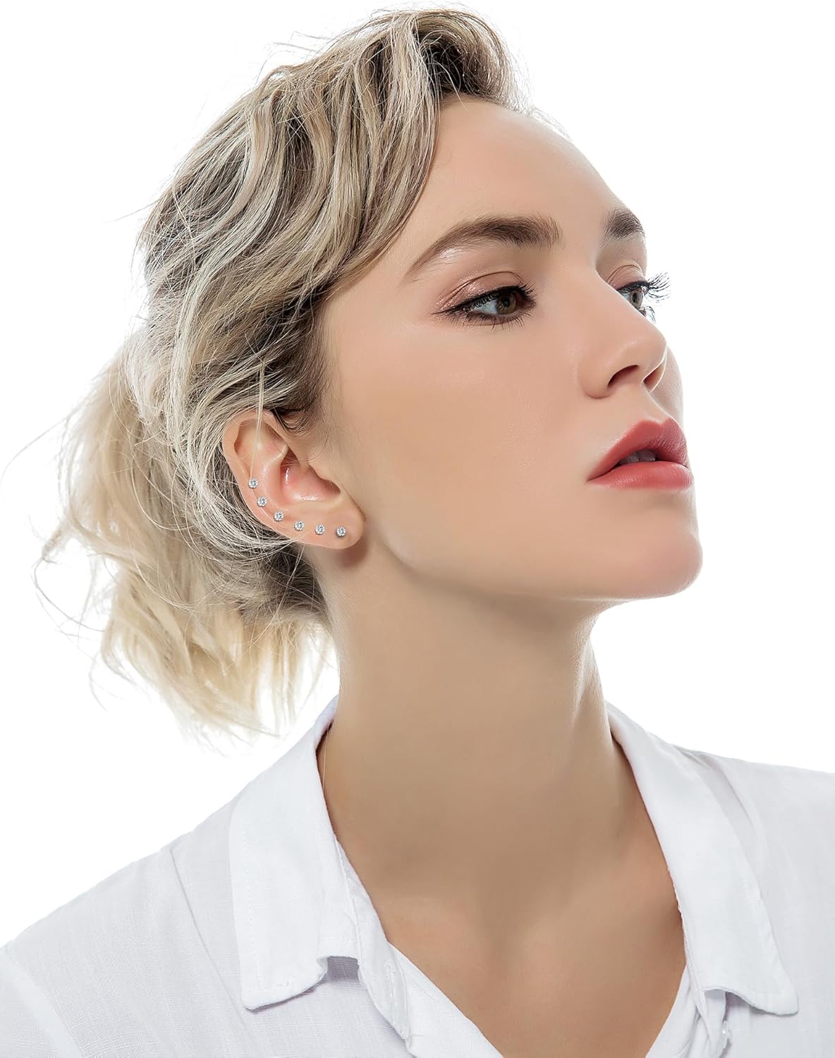 Tornito 12 Pairs Tiny Threadless Flat Back Stud Earrings Stainless Steel Round Cubic Zirconia Stud Earrings Set Cartilage Earring Tragus Helix Piercing Jewelry For Men Women 2MM-3MM 20G - Image 4