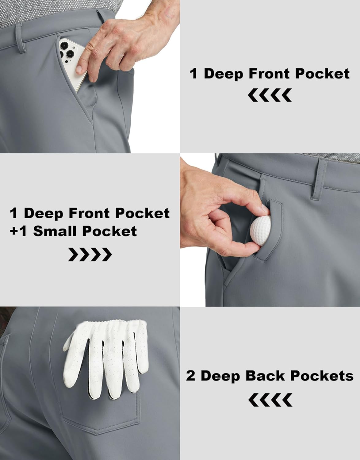 MICHEL ROUEN Mens Golf Pants Fleece Lined Water-Resistant Dress Pants Business Casual Outdoor Winter Pants for Men - Image 5