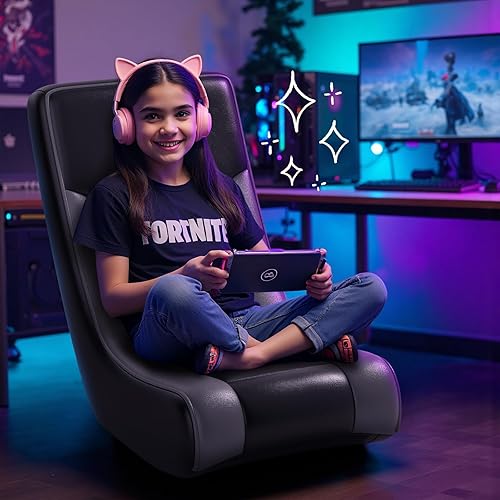 Miniatura 8 de GTRACING Silla mecedora de suelo para juegos Sillas de juego rodantes con limitador de ángulo, asiento de suelo oscilante para jugadores, compacta