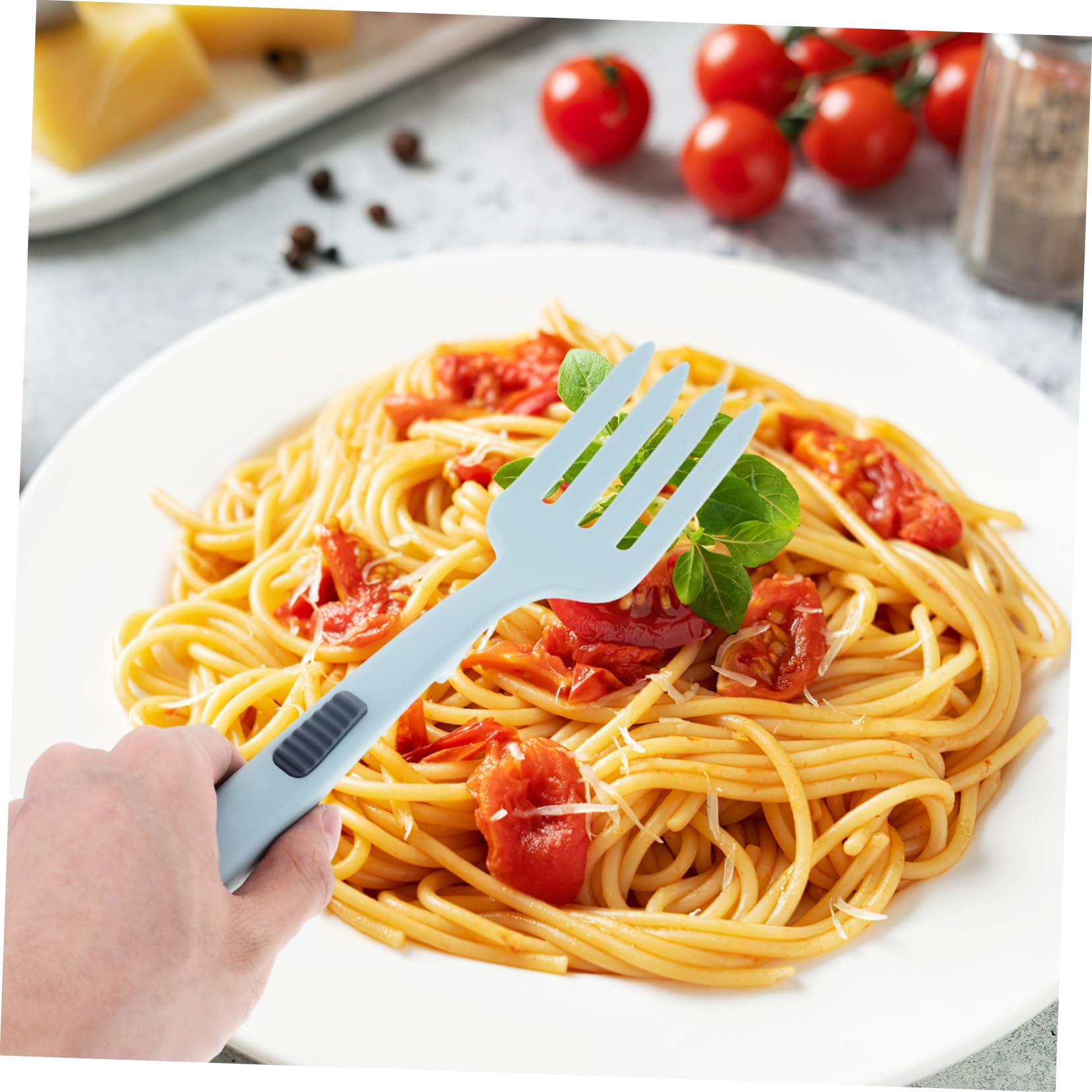 MUCKLILY Silicone Kitchen Pasta Fork Large Size Salad Mixing Fork Healthy Safe Easy to Clean