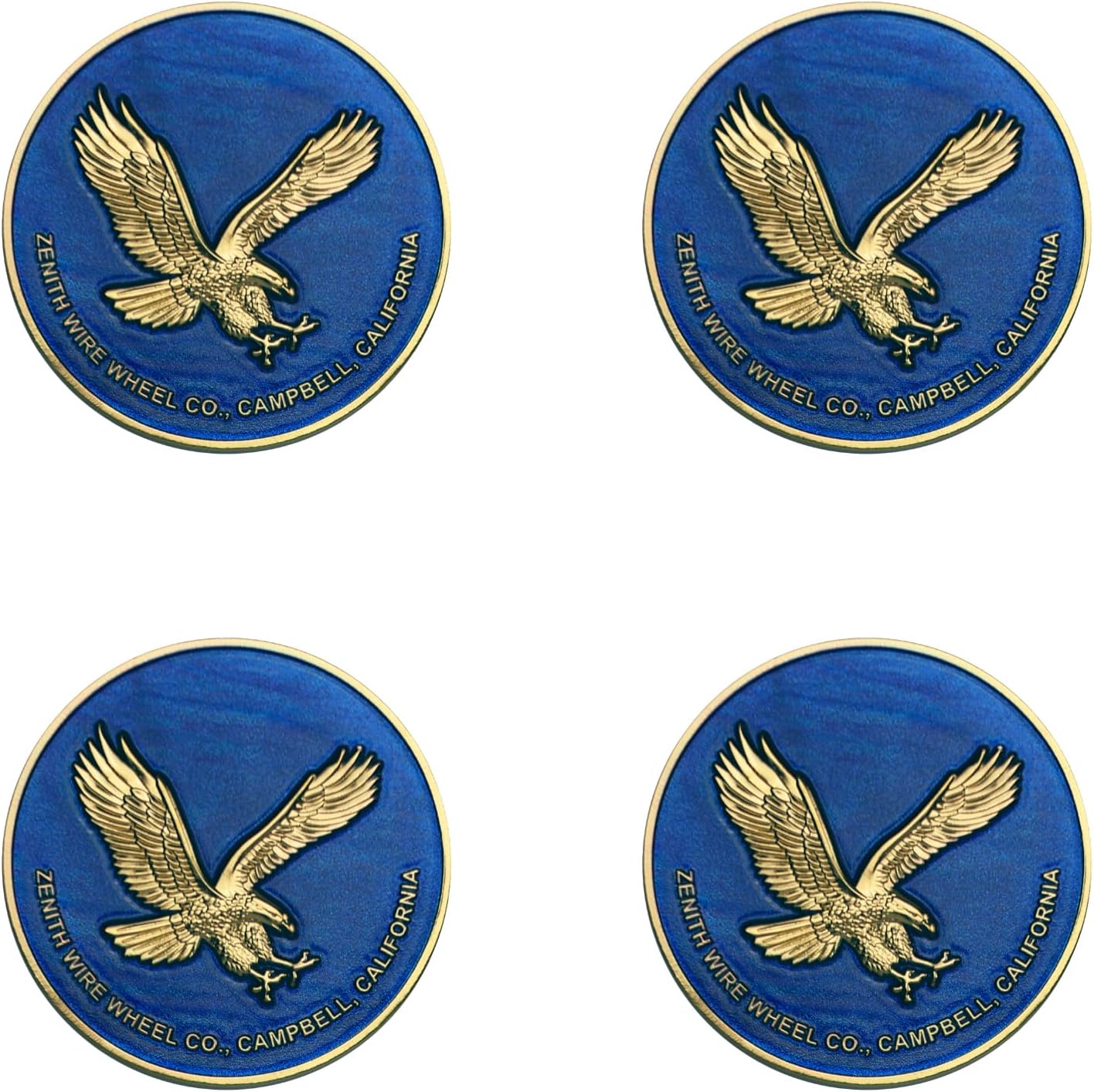 Zenith Chrome Metal Wheel Chip Emblems (Set of 4) | Triple Chrome Plated Solid Metal Wheel Chip Emblems, 2.25" | for Lowriders with Cut or Recessed Knock Off Spinner Caps