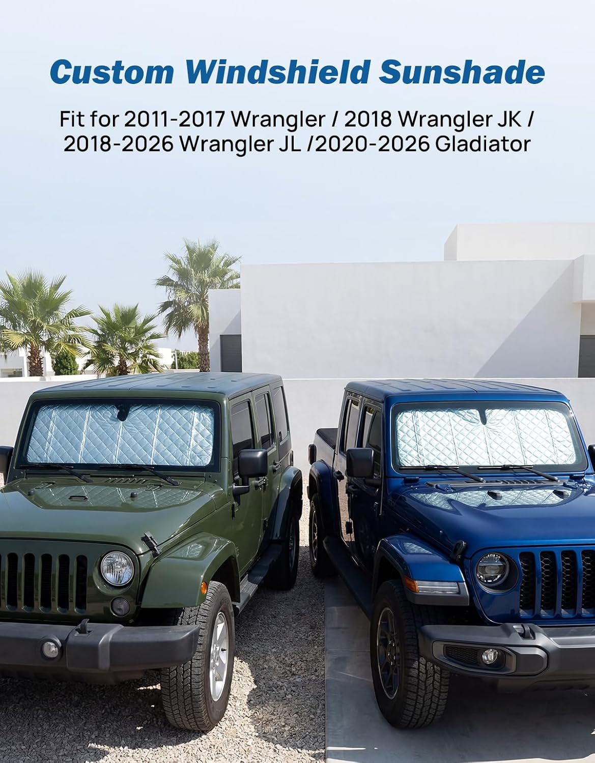 JOYTUTUS Windshield Sun Shade Compatible with Jeep Wrangler JL/JK 2007-2026, Gladiator 2020-2026 Front Window Sunshade, Car Sunshade Shield to Block Harmful UV Rays and Sun